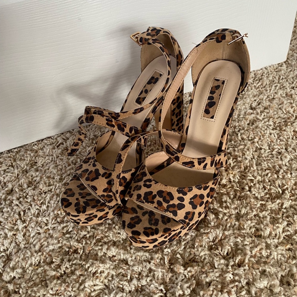 Leopard Suede F21 chunky heels